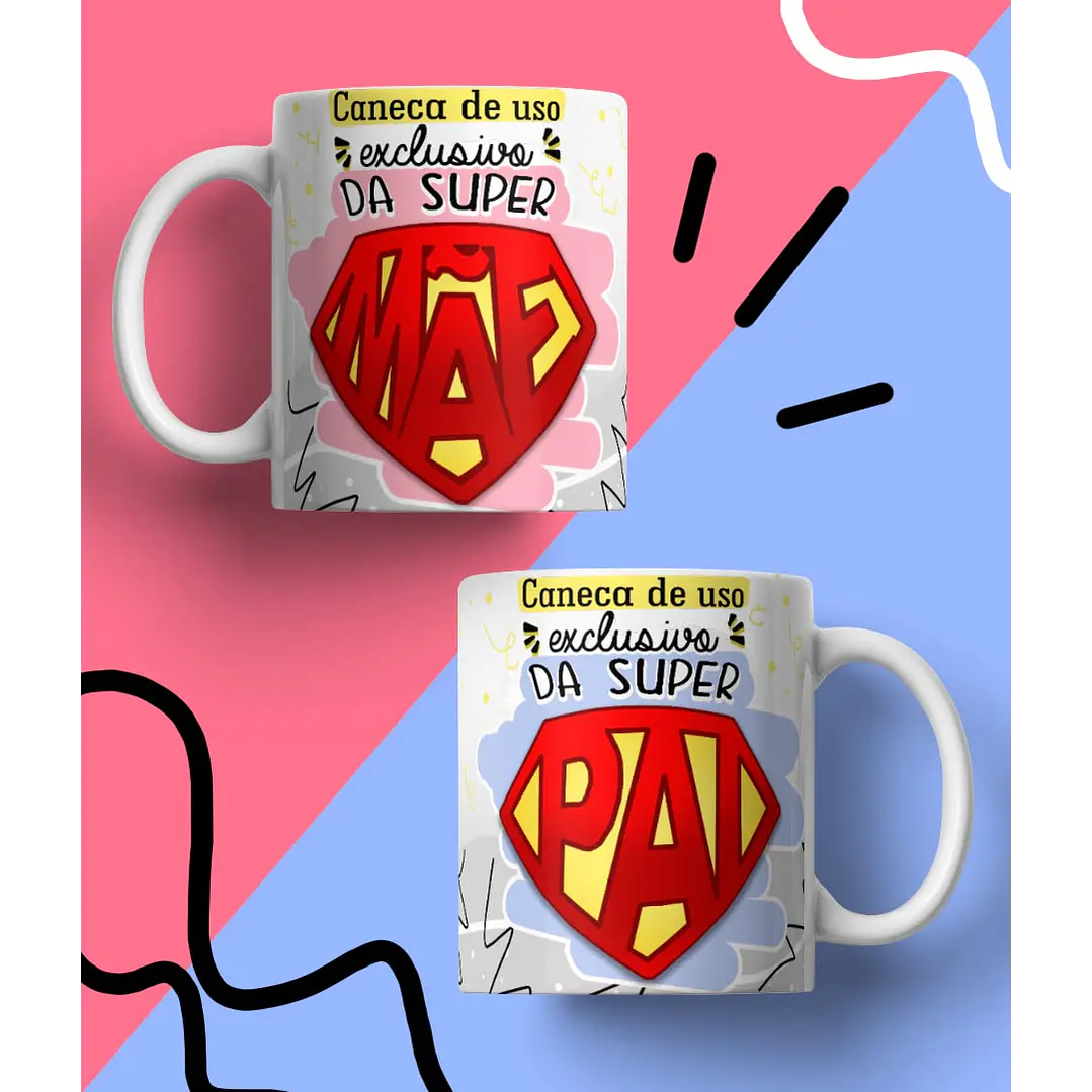 20 Arte para Caneca Supers Familia Arquivo em Jpg 8