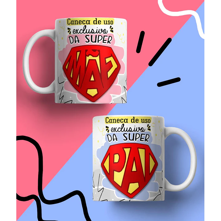 20 Arte para Caneca Supers Familia Arquivo em Jpg 8