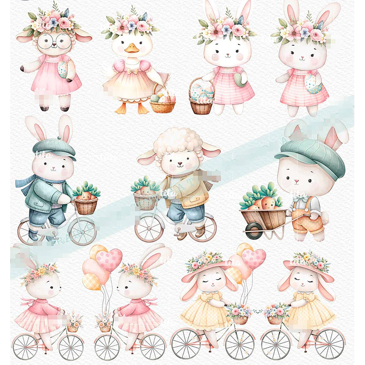 Kit Digital Páscoa Cut Bunnies em Png   3