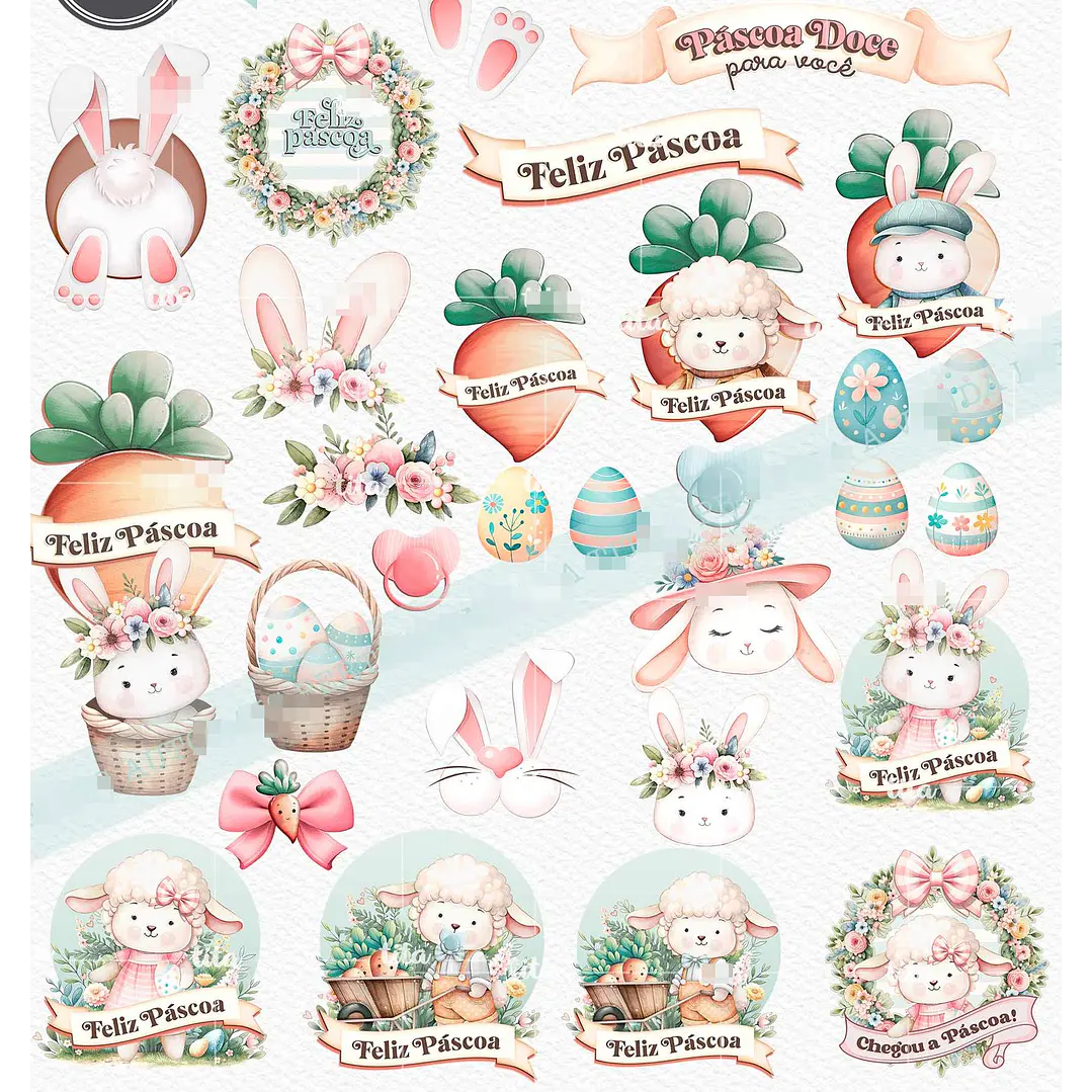 Kit Digital Páscoa Cut Bunnies em Png   4