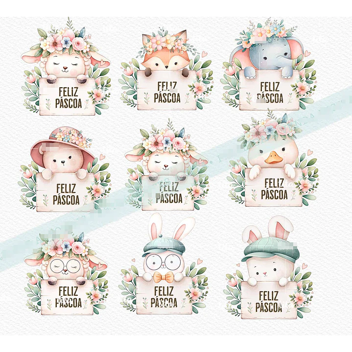 Kit Digital Páscoa Cut Bunnies em Png   6