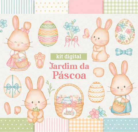 Kit Digital Páscoa Jardim em Png 
