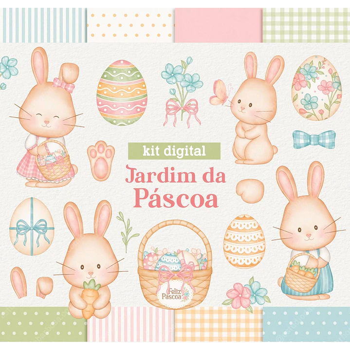 Kit Digital Páscoa Jardim em Png  1