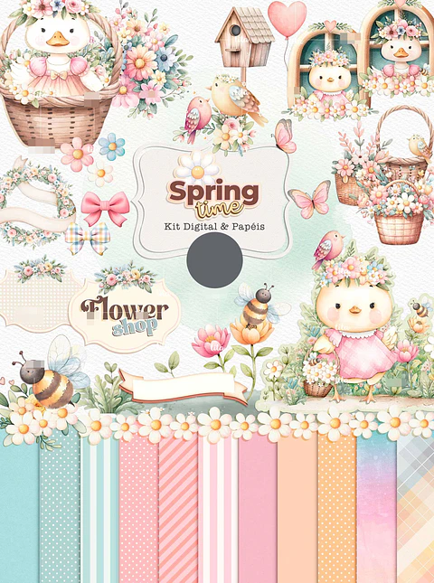 Kit Digital Primaveira Spring Time em Png 