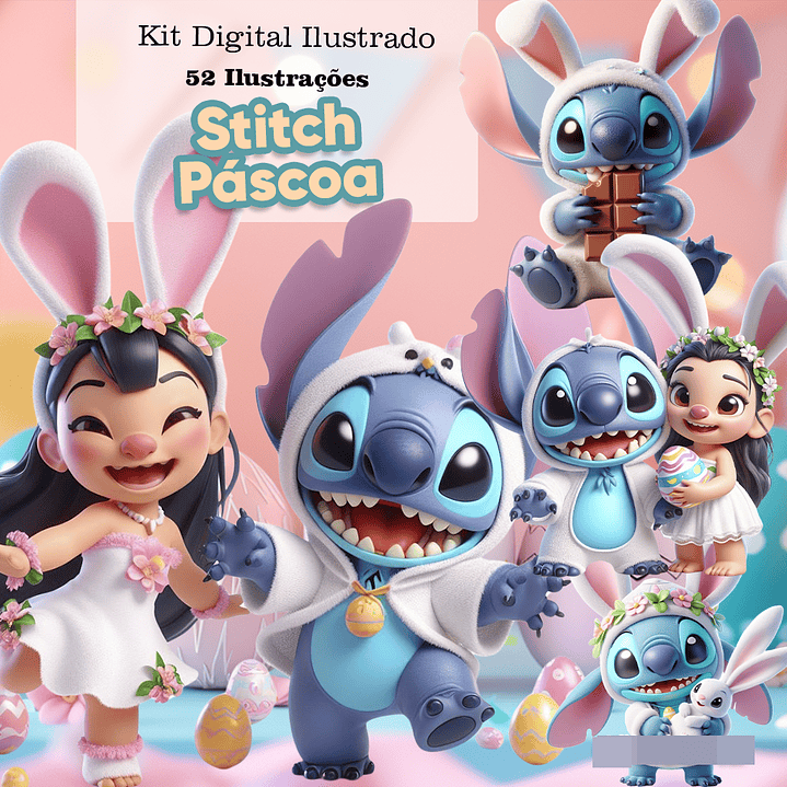 Kit Digital Stitch Páscoa em Png 1