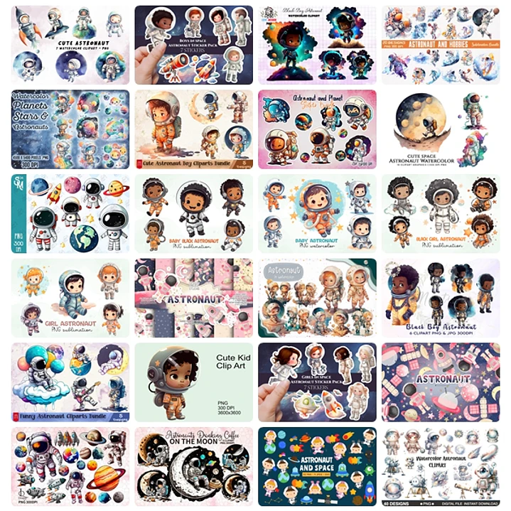 Kit Digital Mega Pacote Astronauta em Png 1