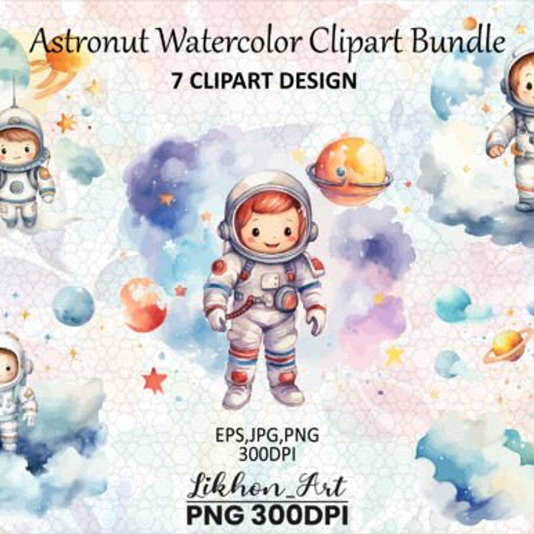 Kit Digital Mega Pacote Astronauta em Png 3