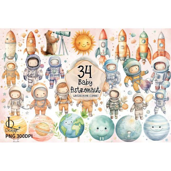 Kit Digital Mega Pacote Astronauta em Png 5