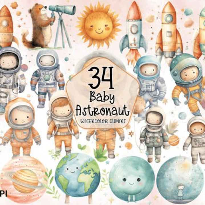 Kit Digital Mega Pacote Astronauta em Png 5