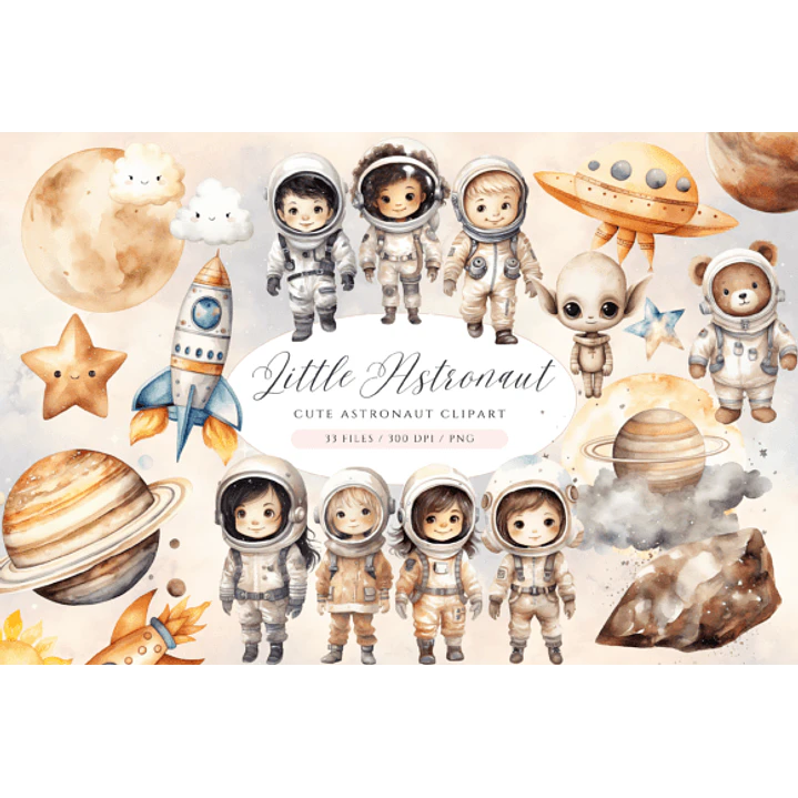 Kit Digital Mega Pacote Astronauta em Png 7