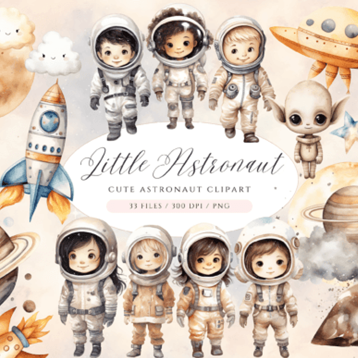 Kit Digital Mega Pacote Astronauta em Png 7