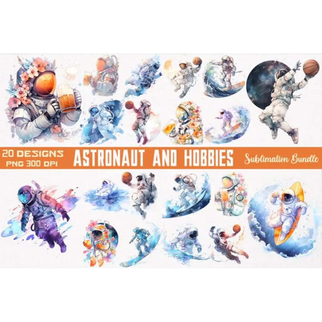 Kit Digital Mega Pacote Astronauta em Png 10