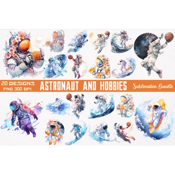 Kit Digital Mega Pacote Astronauta em Png 10