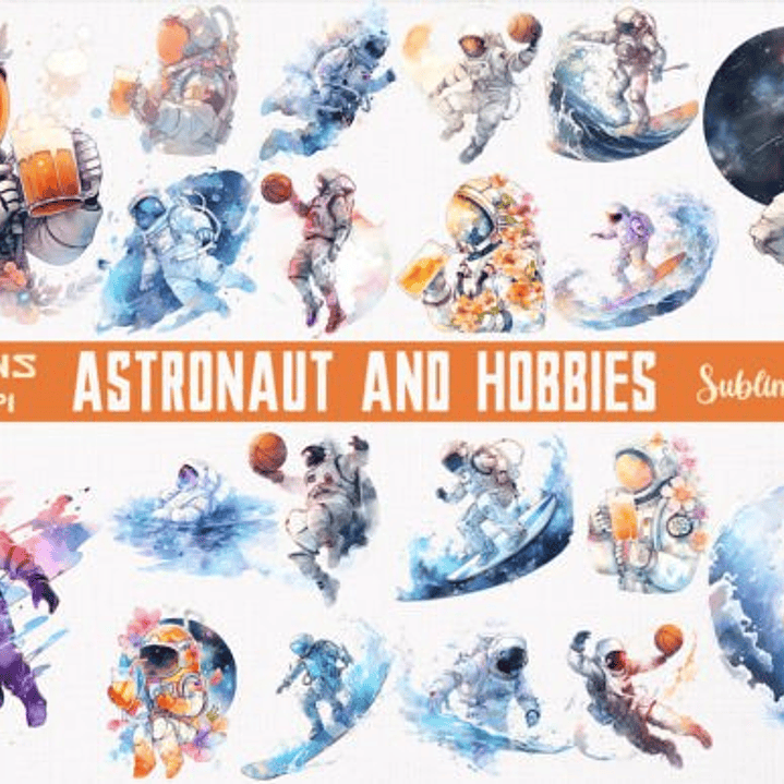 Kit Digital Mega Pacote Astronauta em Png 10