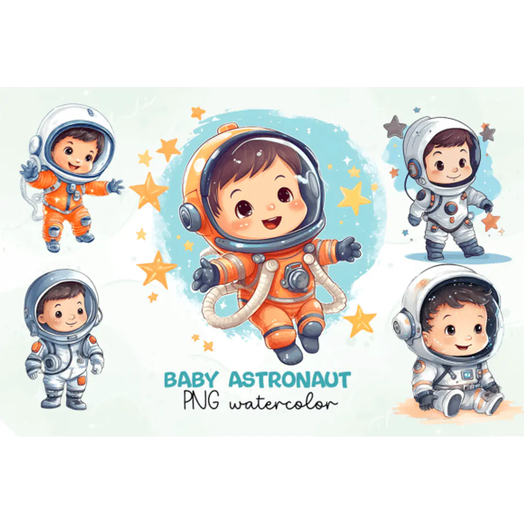 Kit Digital Mega Pacote Astronauta em Png 11