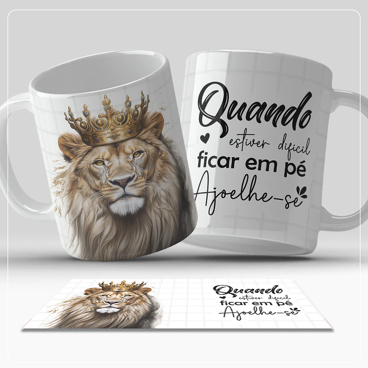 Arte Caneca Quando estiver dificil para ficar em pé ajoelhe-se Arquivo em Jpg 1