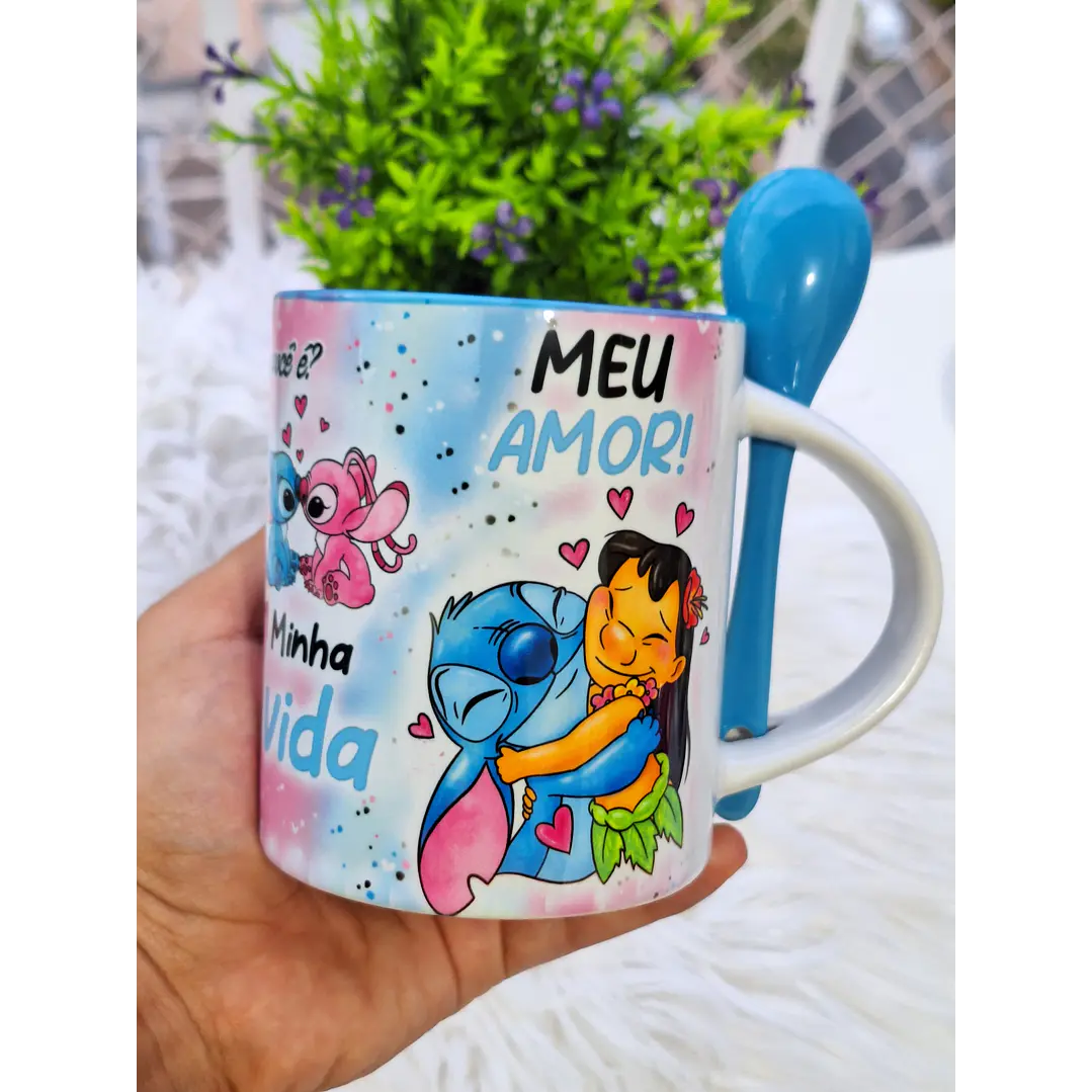 Artes Caneca Sabia que eu amo você? Sabe oque você é? Cê é meu amor, Minha vida Stitch Arquivo em Jpg 3