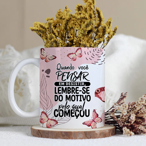 5 Arte para Caneca Borboleta Frases Superação Motivacional Arquivo Editável