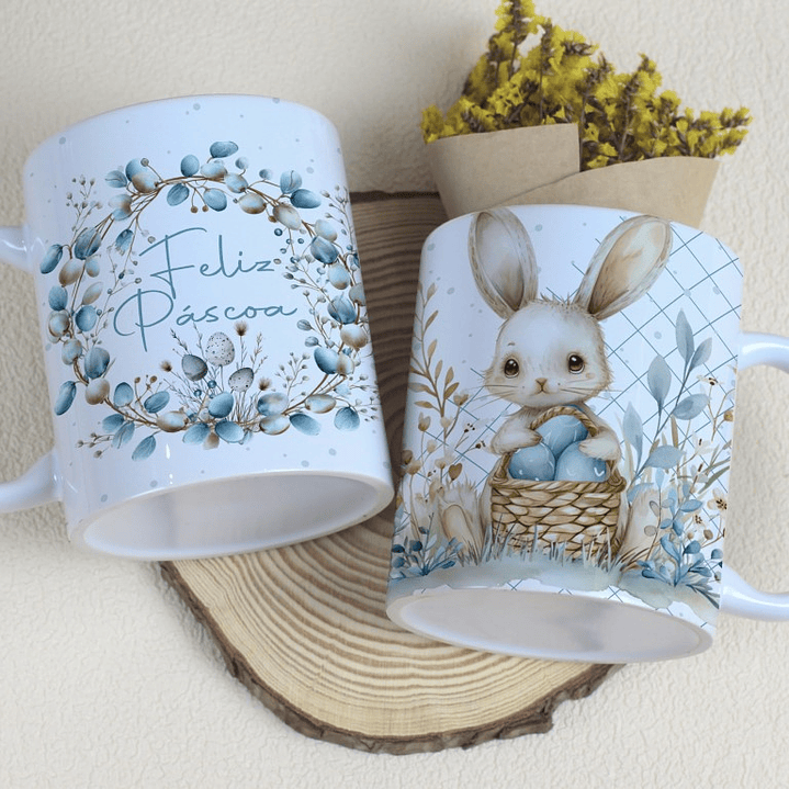 6 Arte para Caneca Coelhinho Páscoa Arquivo Editável 3