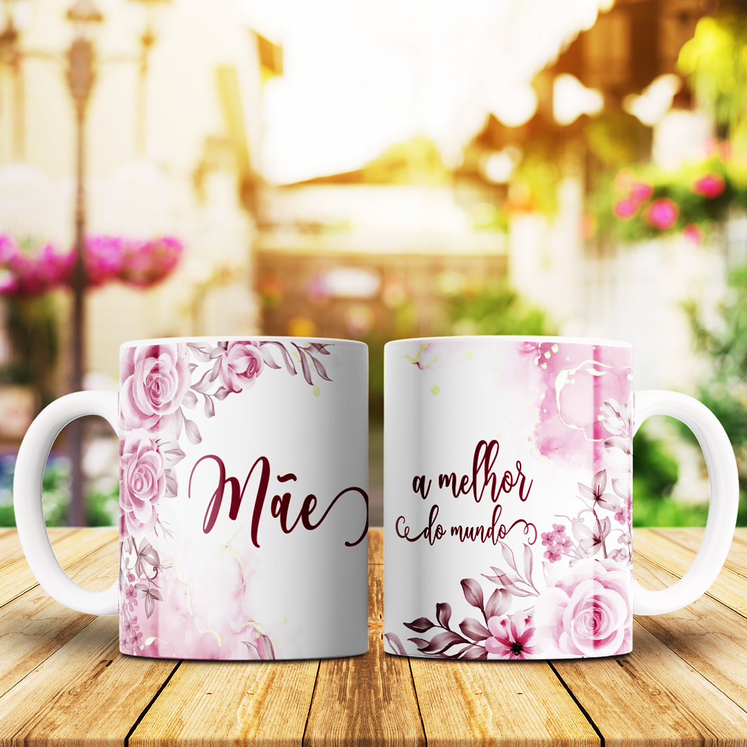 12 Arte para Caneca Dia das Mães Rosas e Flores Arquivo Editável 9
