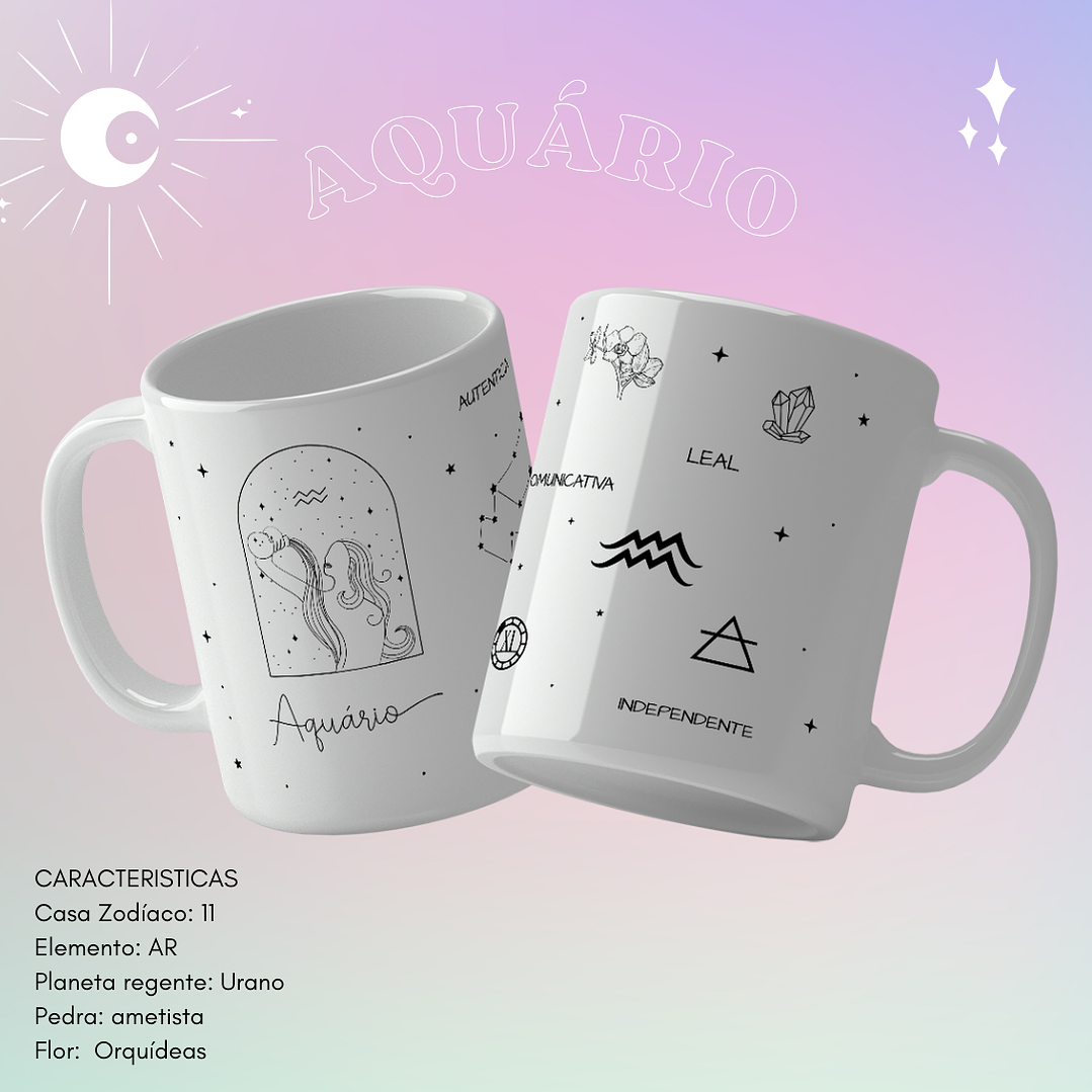 12 Arte para Caneca Signos Arquivo Editável  2