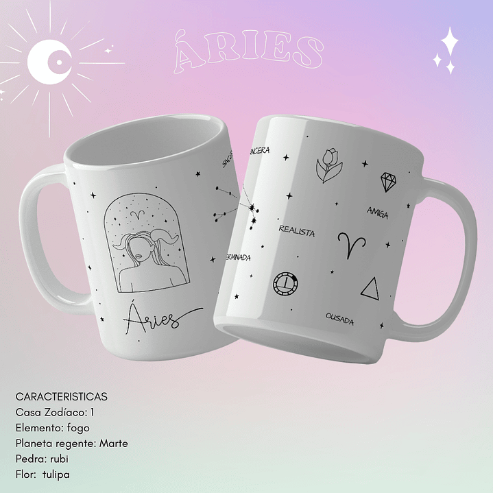 12 Arte para Caneca Signos Arquivo Editável  4
