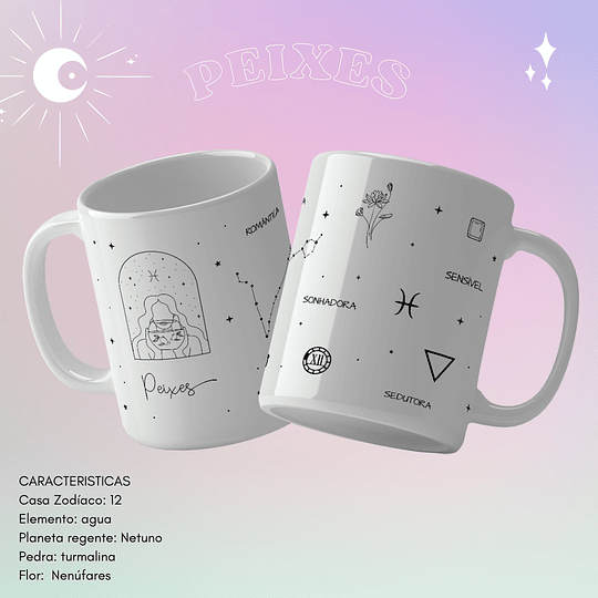 12 Arte para Caneca Signos Arquivo Editável 