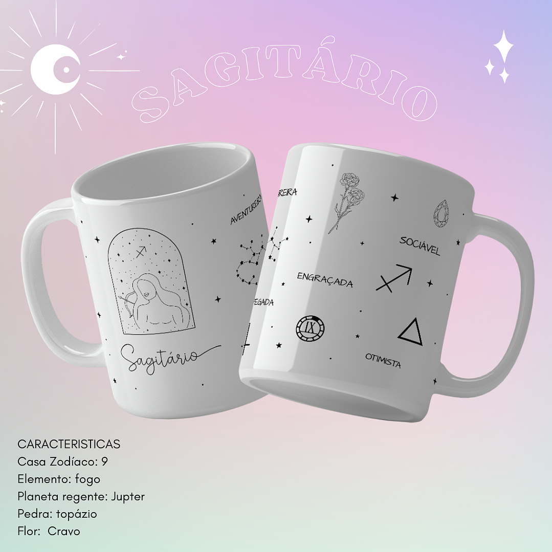 12 Arte para Caneca Signos Arquivo Editável  10