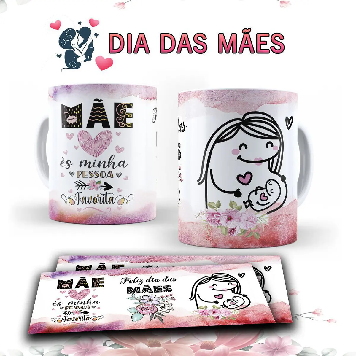 15 Arte para Caneca Dia das Mães Arquivo Editável