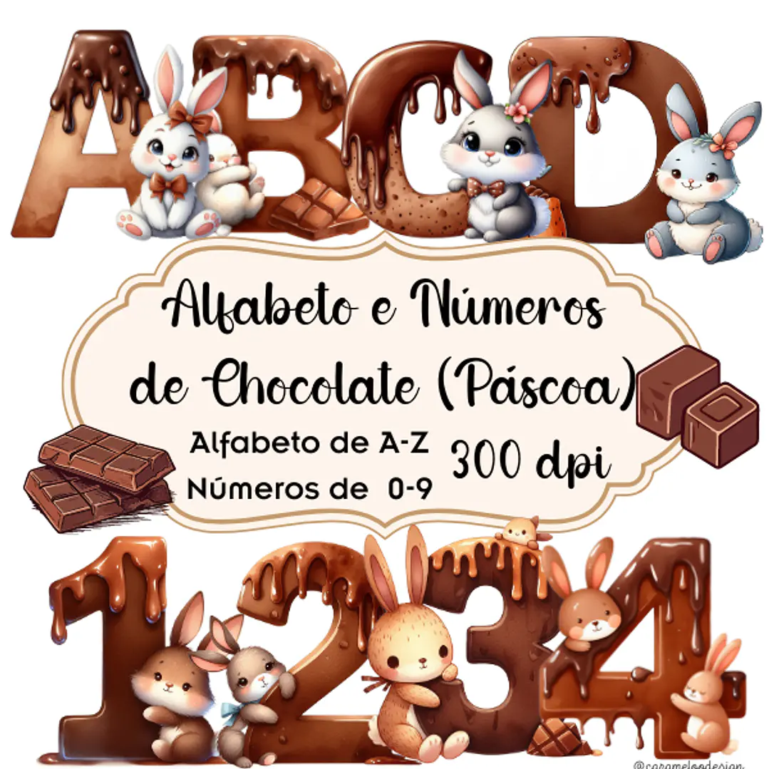 Kit Digital Alfabeto Páscoa em Png 1