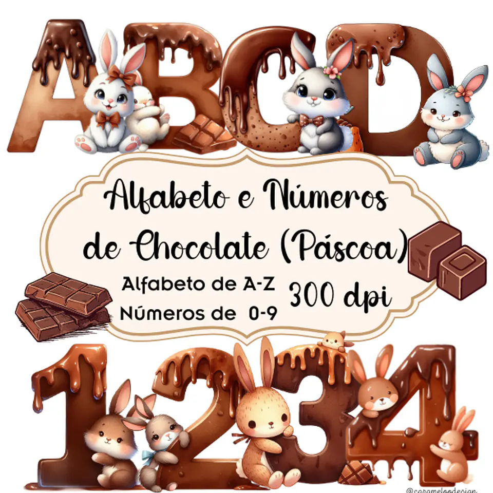 Kit Digital Alfabeto Páscoa em Png 1