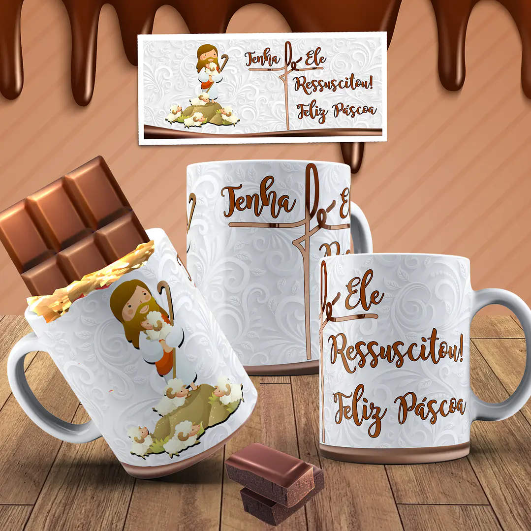 7 Arte para Caneca Páscoa Cristã Arquivo em Jpg 5