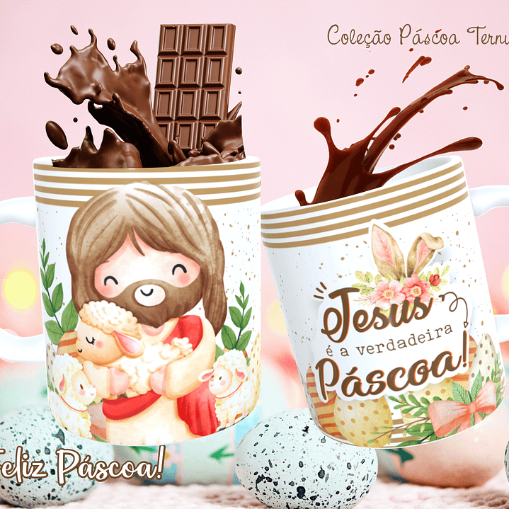 30 Arte para Caneca e Almofada Páscoa Cute Arquivo Editável 3