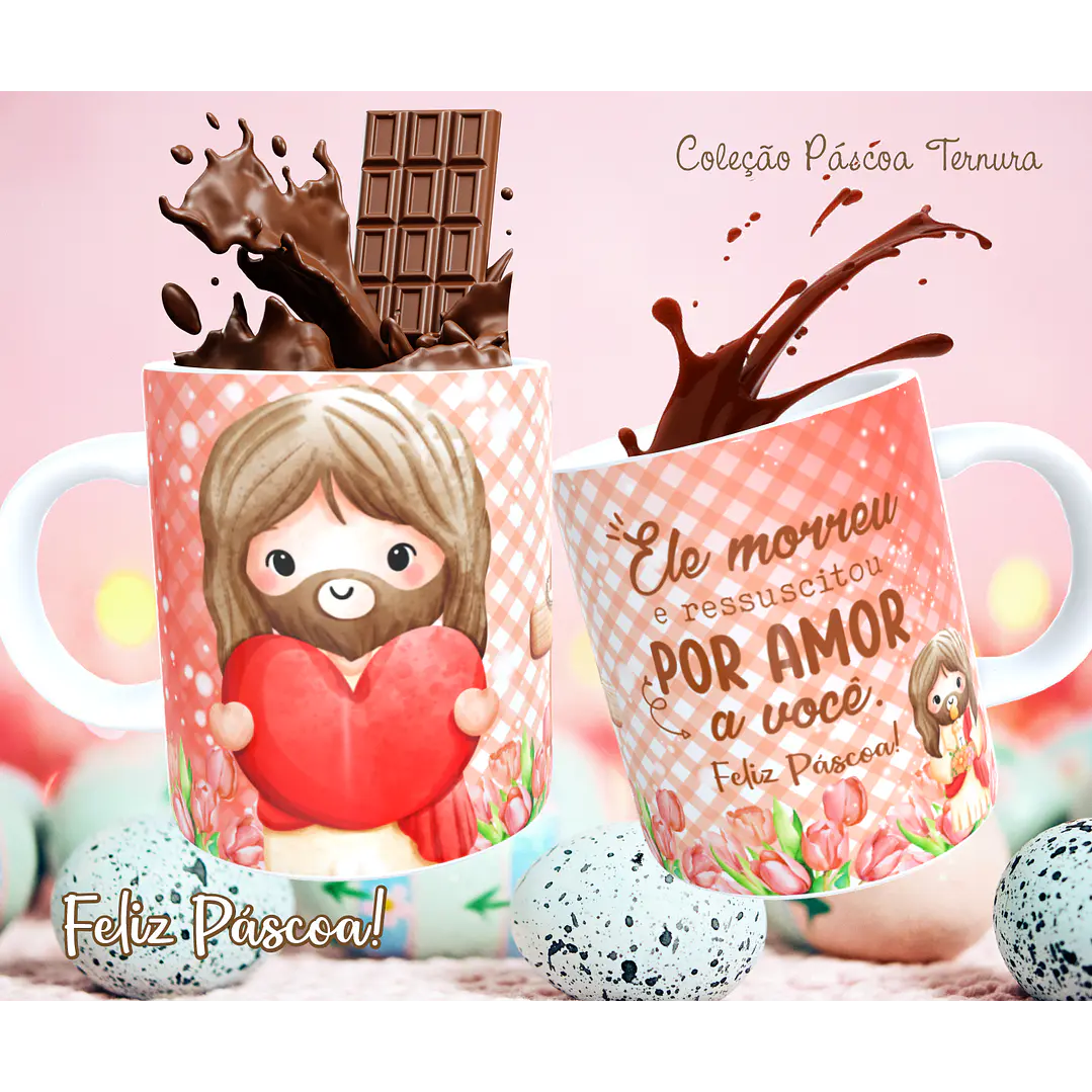 30 Arte para Caneca e Almofada Páscoa Cute Arquivo Editável 4