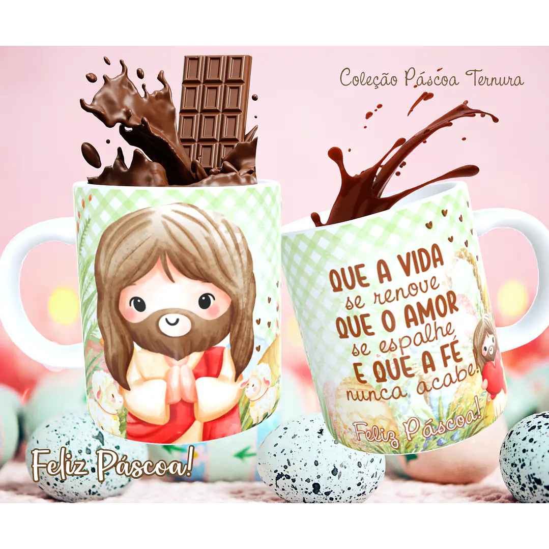 30 Arte para Caneca e Almofada Páscoa Cute Arquivo Editável 8