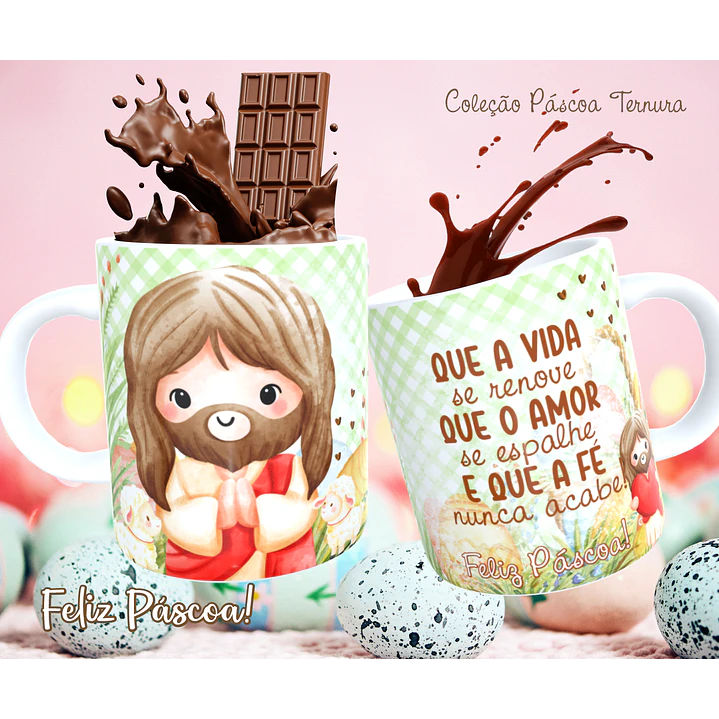 30 Arte para Caneca e Almofada Páscoa Cute Arquivo Editável 8
