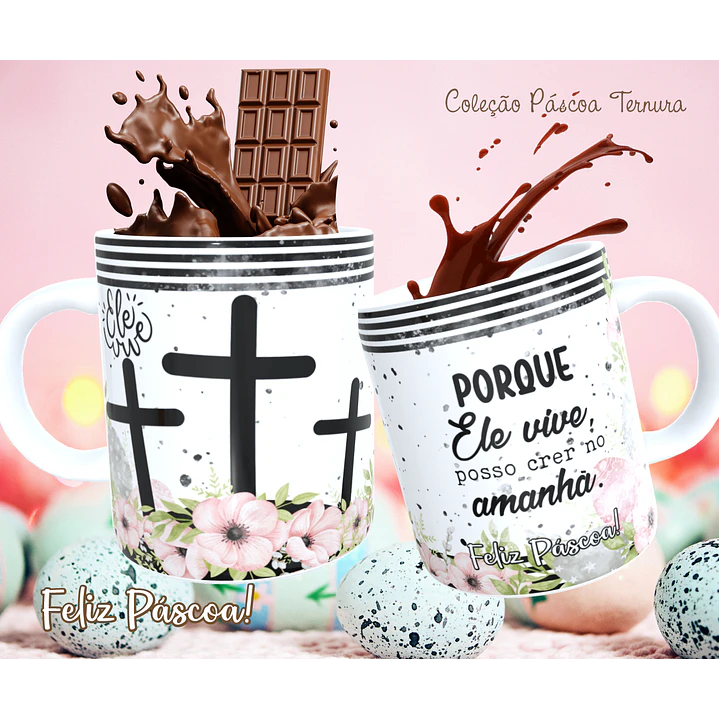 30 Arte para Caneca e Almofada Páscoa Cute Arquivo Editável 11