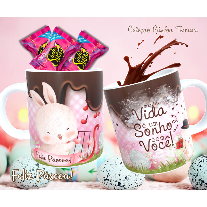 30 Arte para Caneca e Almofada Páscoa Cute Arquivo Editável 14