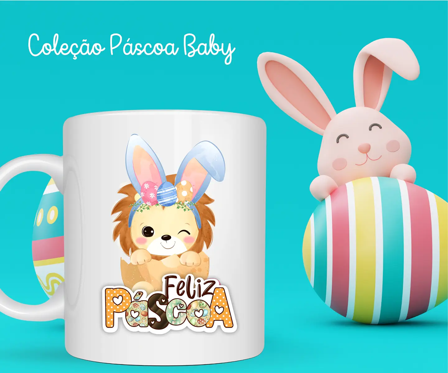 36 Arte para Caneca Almofada e Body Páscoa Baby Arquivo Editável  13
