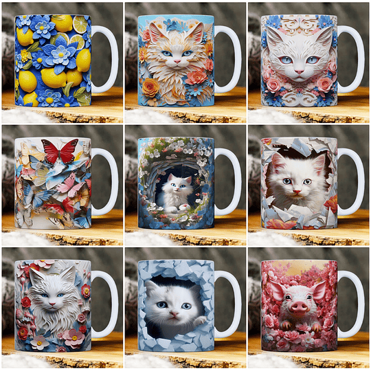 30 Artes para Caneca Animais 3d Arquivo em Jpg