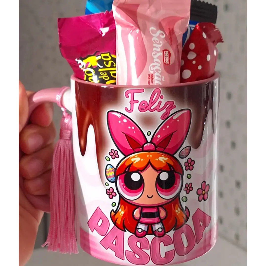 3 Artes para Caneca Meninas Super Poderosas Páscoa Arquivo em Png 1
