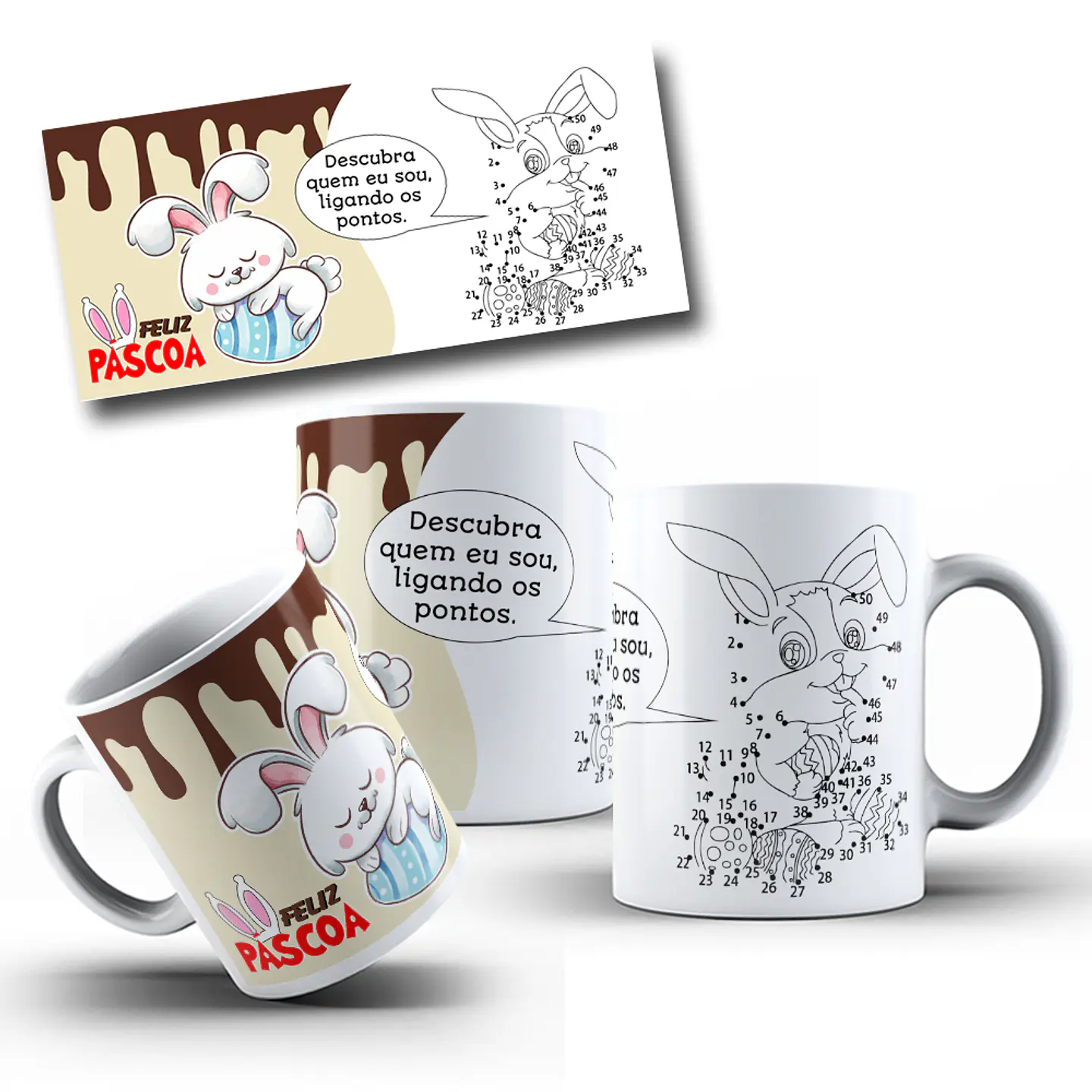 5 Artes para Caneca Coelhinho da Páscoa Arquivo Editável 2