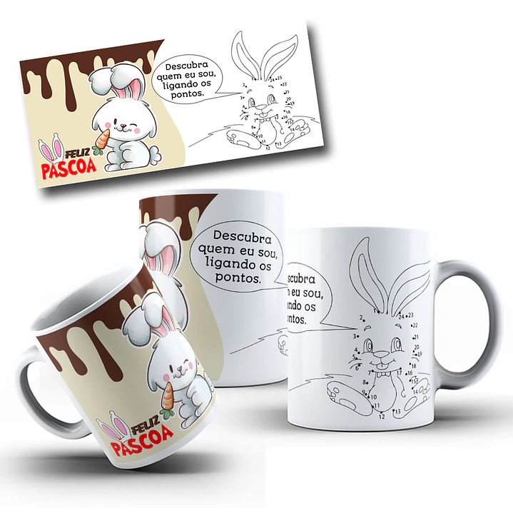 5 Artes para Caneca Coelhinho da Páscoa Arquivo Editável 4
