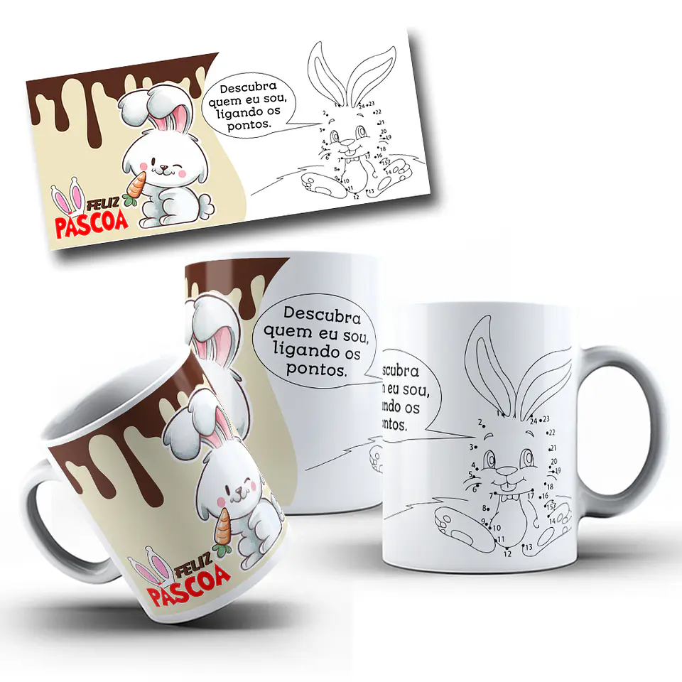 5 Artes para Caneca Coelhinho da Páscoa Arquivo Editável 4