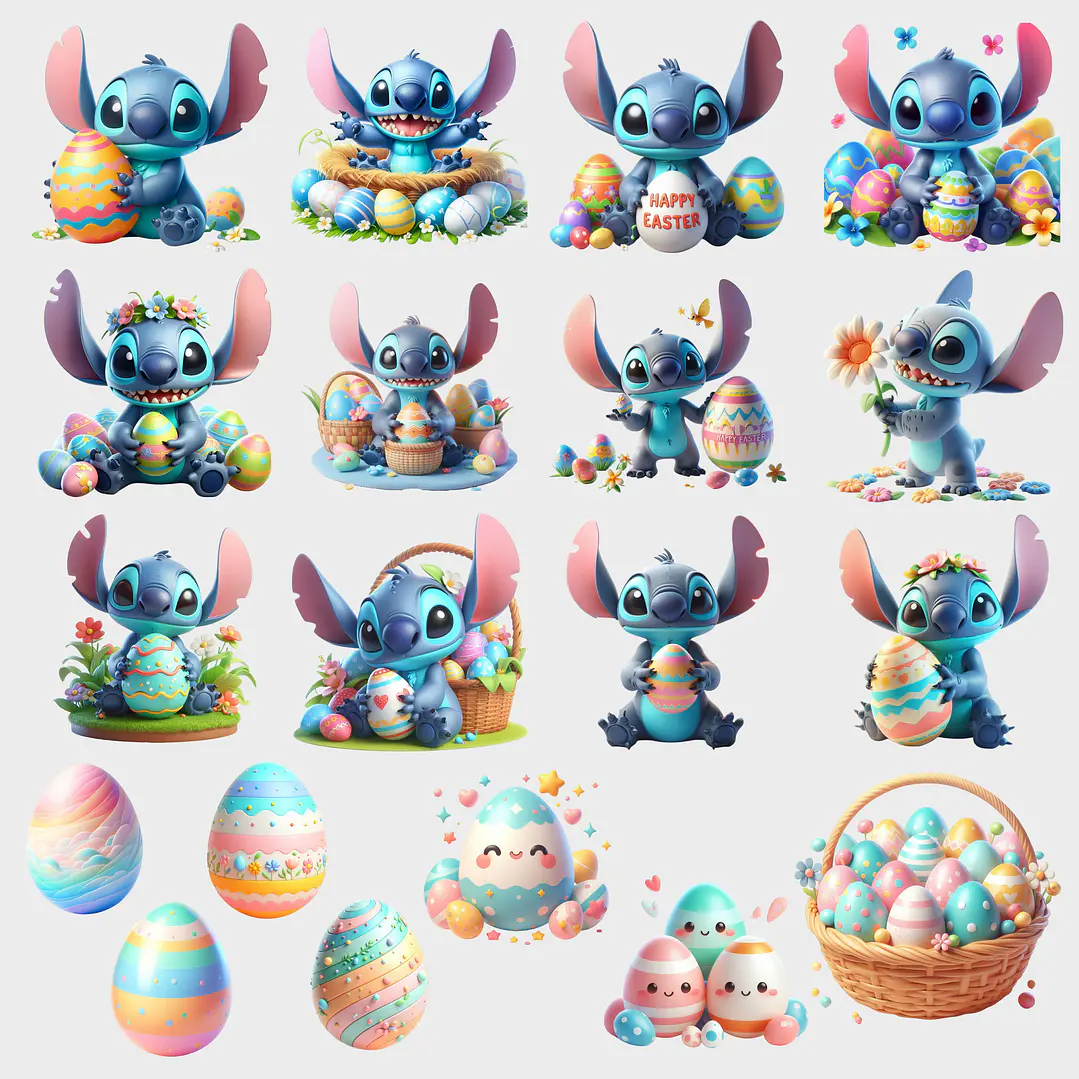 Kit Digital Páscoa Stitch em Png 2