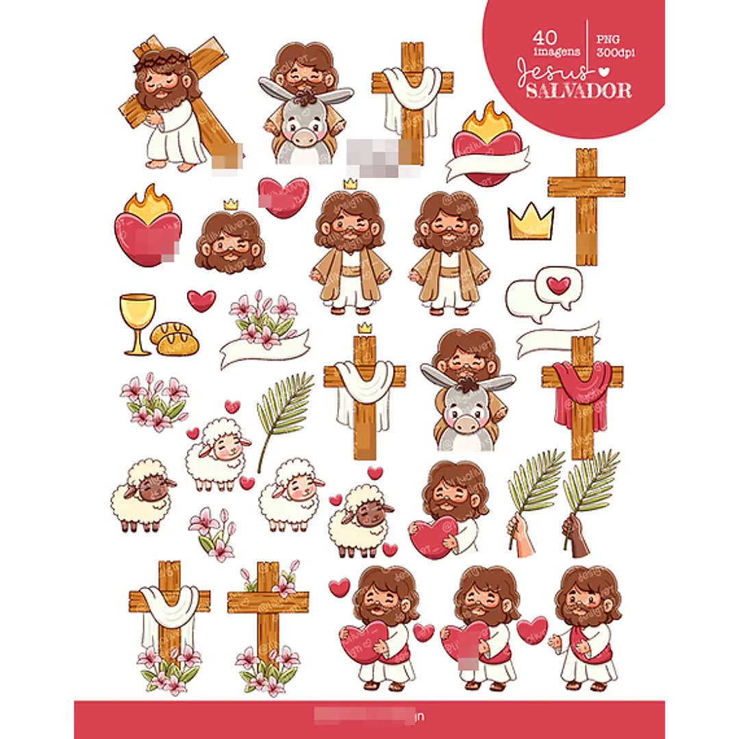 Kit Digital Jesus Deus Cristã em Png 3