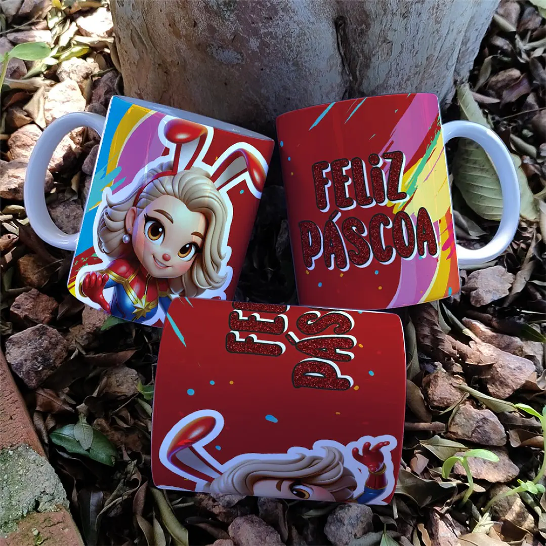 7 Arte para Caneca Super Heroinas Páscoa Arquivo em Jpg 7