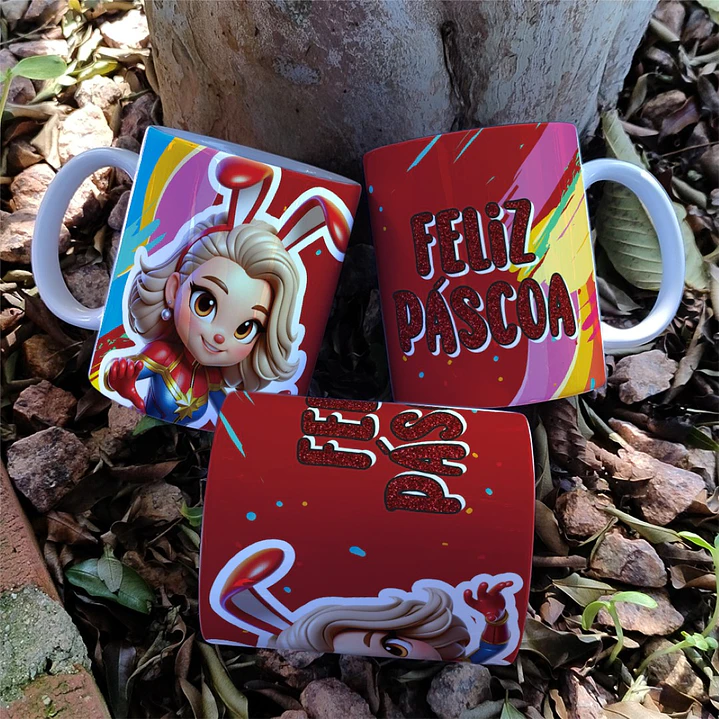 7 Arte para Caneca Super Heroinas Páscoa Arquivo em Jpg 7