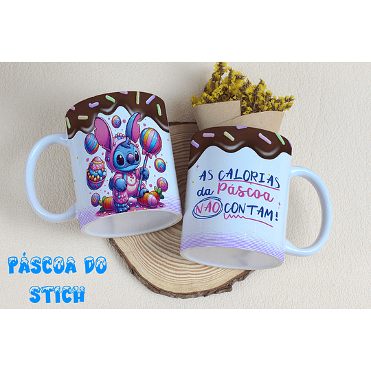 8 Arte para Caneca Stitch Páscoa Arquivo Editável