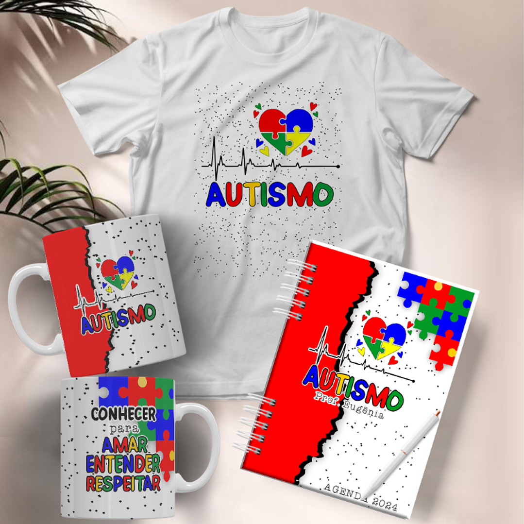 10 Arte para Caneca e Camisa Autismo Arquivo Editável 2